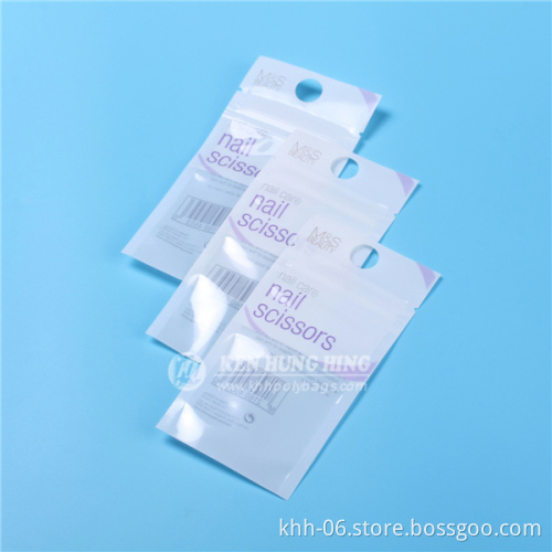 plastic bag with hange hole for nail scissors